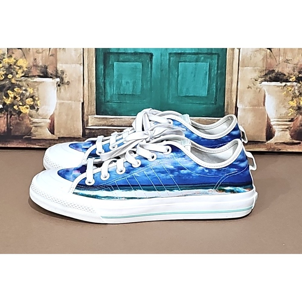 Adidas Nizza Beach Scene Canvas‎ Sneakers Cap Toe Ocean Graphic 8.5